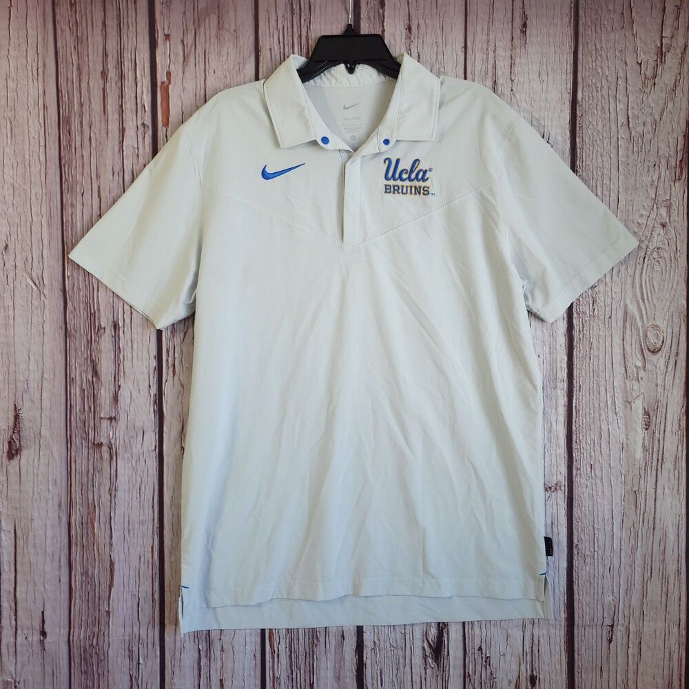 Nike Dri-Fit Polo UCLA Bruins Large NCAA Mens College Polyester Spandex White